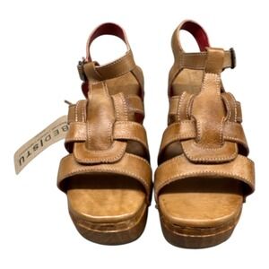 Bed Stu Fabiola Platform Sandal size 10 brown strappy buckle NEW in Box